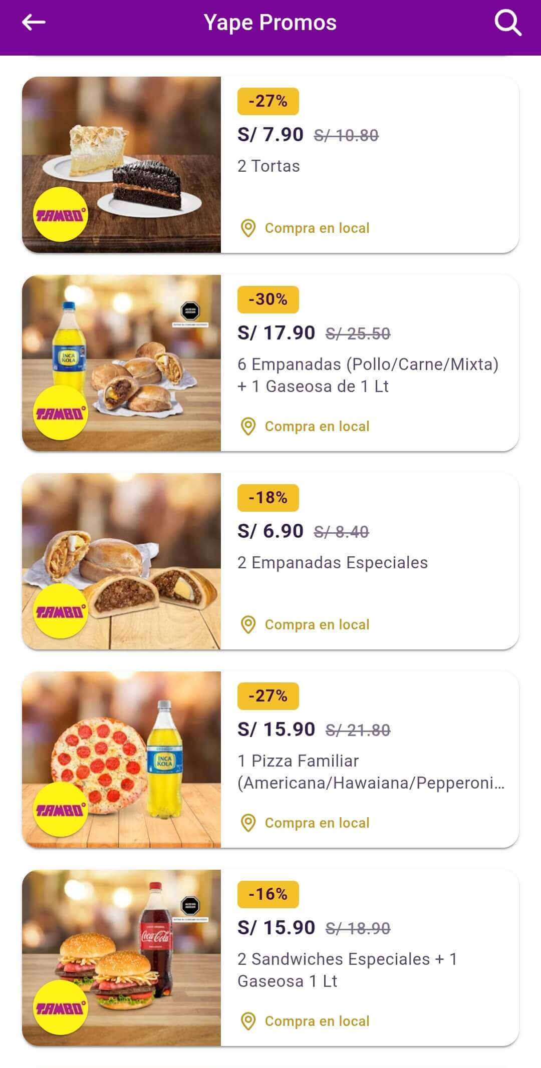 promociones con yape en tambo